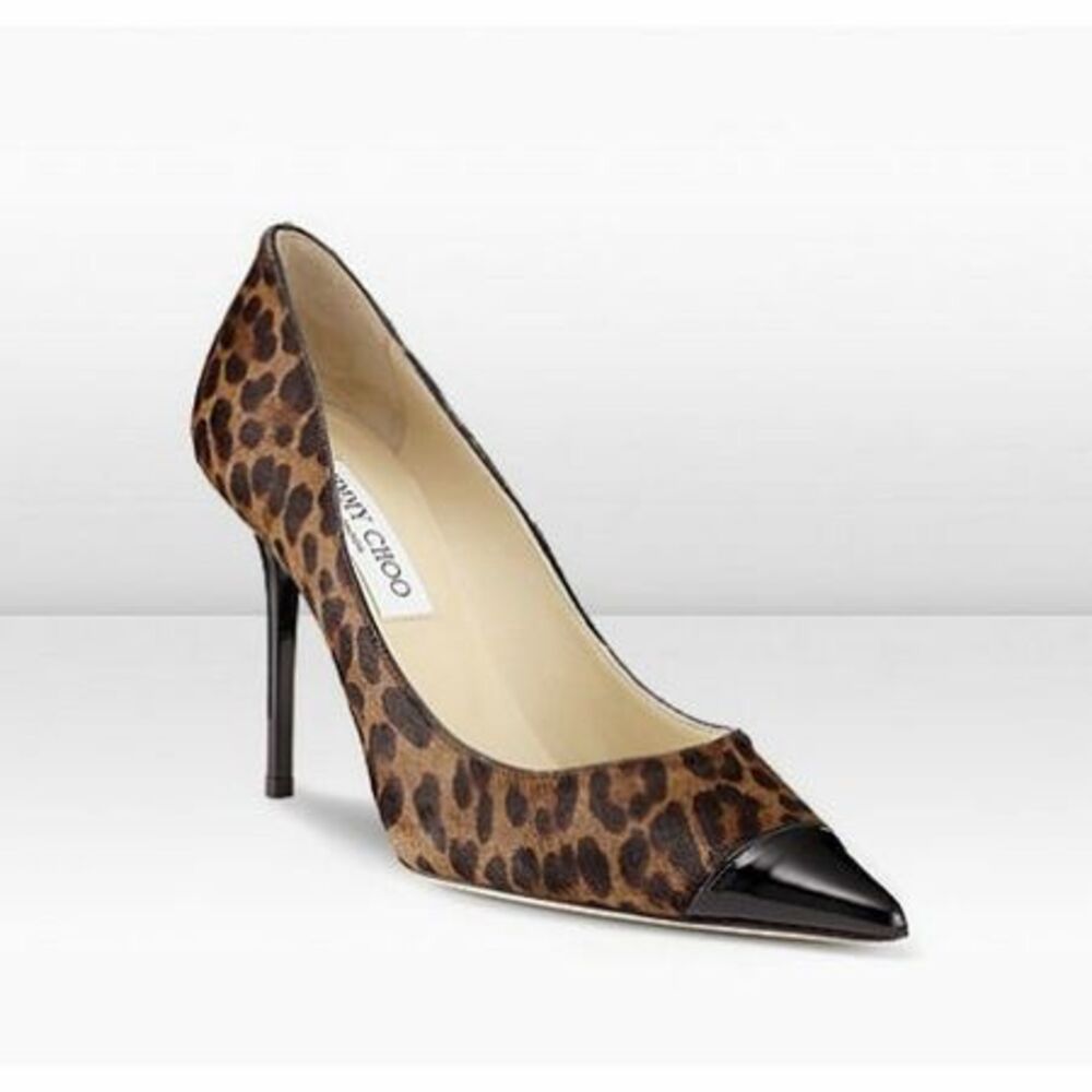 Jimmy Choo Leopard Print Pony Heels Size 37.5